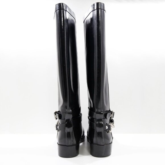 Coach Lori Black Rubber Knee High Waterproof Rain Boots - 9 - Picture 4 of 7
